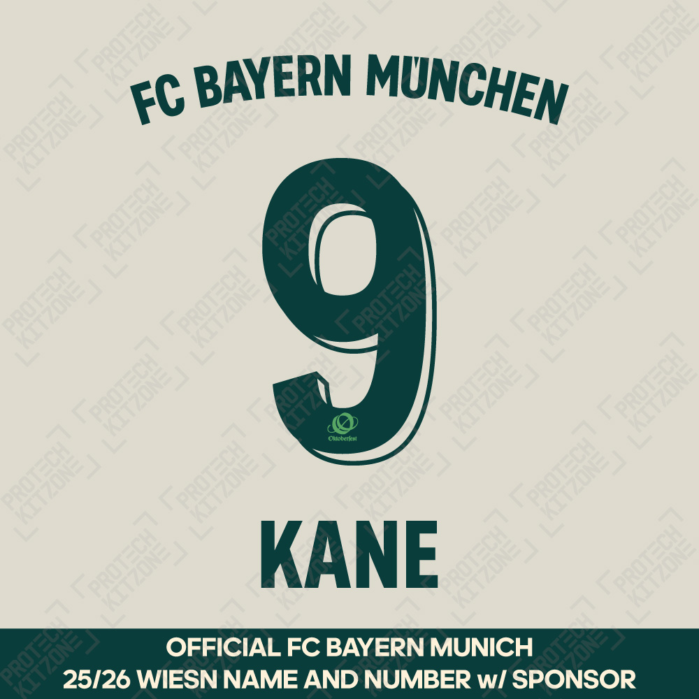 Kane 9 - Official Bayern Munich 2025/26 Wiesn Name and Numbering